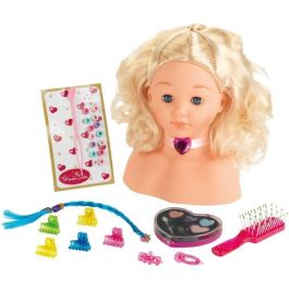 Klein Princess Coralie Cabeza de Peinado y Maquillaje con Accesorios, Pelo Rubio Lavable y Maquillaje Real para Niñas 3+ Años (25 cm)