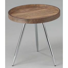 DKD Home Decor Mesita Auxiliar Moderna de Acero y MDF Marrón Oscuro Plateado 45.8x45.8x47.5 cm Desmontable Precio: 88.50000016. SKU: S3034303