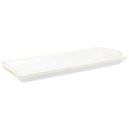 Home Deco Factory Bandeja Fuente para Servir Lounge Porcelana Ribete Dorado 31x15.5 cm