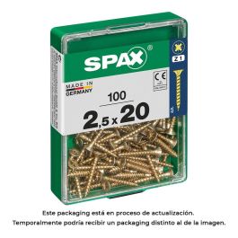 Spax 4081020250202 Caja 100 unidades Tornillo universal madera cabeza plana rosca completa ranura cruz Z1 punta S Yellox 2,5x20mm Precio: 3.78999951. SKU: S7913852