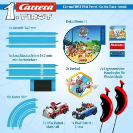 Pista carrera paw patrol, incluye 2 coches (chase y marshall) 2,4 metros Pista carrera paw patrol, incluye 2 coches (chase y marshall) 2,4 metros