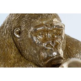 DKD Home Decor Figura Decorativa Moderna de Resina Gorila Pensador Dorada 33x43x33 cm Hecha a Mano
