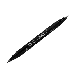 Q-connect Rotulador Permanente Marcador Doble Punta Negro 4 mm y 1 mm