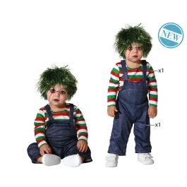 Disfraz Bebé Muñeco Terror con Camiseta de Rayas y Peto para Niño 6-12 Meses Halloween