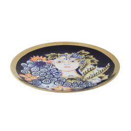 DKD Home Decor Centro de Mesa Margot Shabby Porcelana Multicolor Azul 42x42x4 cm