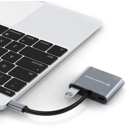 Conceptronic DONN16GR Hub Usb Tipo C 4 en 1 a HDMI, VGA, USB-C PD 100W, USB 3.0