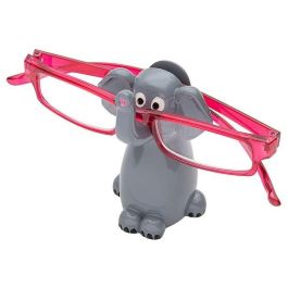 WEDO Sujetagafas Elefante Gris de Poliresina para Escritorio - Soporte Universal para Gafas