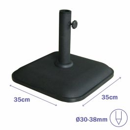 Marbueno Base Sombrilla Cuadrada Cemento 35X35X5,2 cm 11KG Negro Jardin, Piscina y Terraza 10455