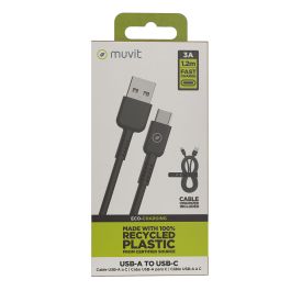 muvit for change cable USB a Tipo C 3A/27W 1.2m negro