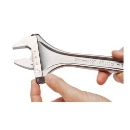 Irimo Llave ajustable de moleta lateral 12" cromada 001051, acero aleado, cabeza en ángulo de 15°, escala en mm
