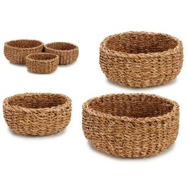 Set 3 Cestos Redondos Esparto Giftdecor - Marrón, Alga de Mar, 30x15x30 cm (6 Unidades) Precio: 63.89000013. SKU: S3605514