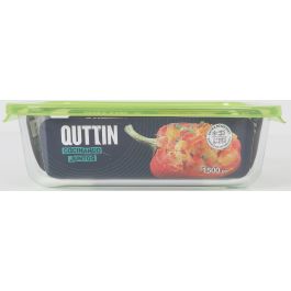 Quttin Fiambrera Rectangular con Tapa Verde 23 x 17.5 cm, 1500 cc (6 Unidades)