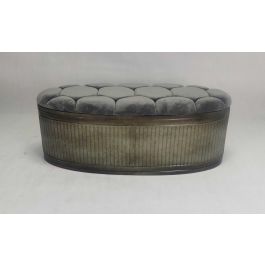 DKD Home Decor Descalzadora Loft Gris Metal y Poliéster 42x47x117 cm Altura Asiento 47 cm