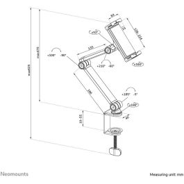 Neomounts DS15-545WH1 Soporte de tablet universal con movimiento completo y abrazadera de escritorio para tablets de 4.7"-12.9", blanco