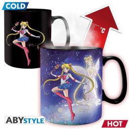 Abystyle Taza Termica 460 ml - Sailor & Chibi, efecto calor, de cerámica, Sailor Moon y Chibi Moon, Princess Serenity