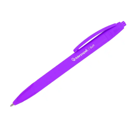 Liderpapel Bolígrafo Retráctil Punta 1 mm con Clip - Tinta Azul, Cuerpo Morado Acabado Soft Touch, 27x145x70 mm