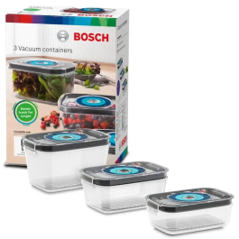 Bosch 3 Cajas de Almacenamiento al Vacío Herméticas 0,7L 1,0L 1,5L Tritan Bandeja de Goteo Indicador Día Mes