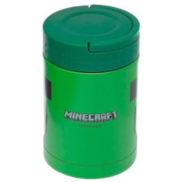 Puckator Fiambrera Termo Creeper Minecraft 500ml Acero Inoxidable Doble Pared Para Alimentos Fríos/Calientes Con Asa y Tapa Antifugas