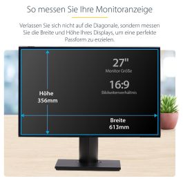 StarTech Filtro de Privacidad Colgante para Monitor de 27" - Protector Acrílico Pantalla - Ángulo Visión +/- 30° - Brillante Anti-huellas