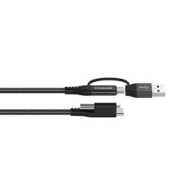 Vivolink Cable USB-C 2 en 1 Gen2 1.5m Negro, 10Gbps, 100W E-Mark, Soporta DisplayLink, DisplayPort y Modo Alternativo DP