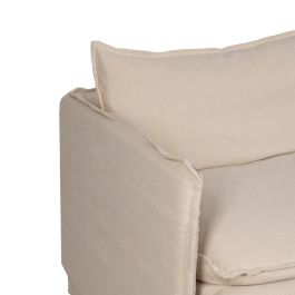 Sofá 3 Plazas Crema Tejido-Madera 210 X 97 X 89 cm