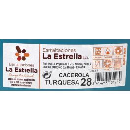 Cacerola Esmaltada con Tapa 28 cm Turquesa - La Estrella (6 Unidades) Cacerola Esmaltada con Tapa 28 cm Turquesa - La Estrella (6 Unidades)