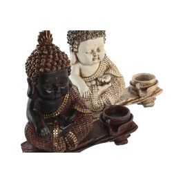 DKD Home Decor Figura Oriental Buda Rojo Beige Resina 8.2 x 23 x 22 cm (4 Unidades)