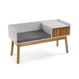 Versa Banco con Almacenaje Devy, 40x55x100 cm, Bambú, Madera MDF, Textil