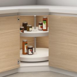 Emuca Juego de bandejas circulares Shelvo para mueble de cocina, para módulo 800mm, Plástico y Aluminio, Blanco