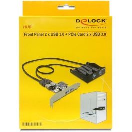 Delock LX-7300 Panel Frontal + Tarjeta PCIe USB 3.2 Gen 1 (3.1 Gen 1) Interno Negro 4 Puertos 5000 Mbit/s