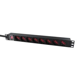Lanview 19'' rack mount power strip, 2m, 13A with 8 x Schuko/italian type socket Lanview 19'' rack mount power strip, 2m, 13A with 8 x Schuko/italian type socket