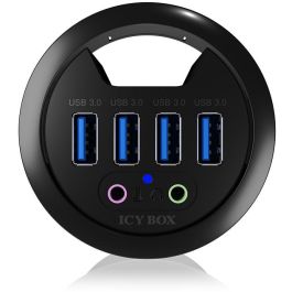 ICY BOX Tisch-Hub 4x USB 3.0 Type-A con Audio Ein-/Ausgang