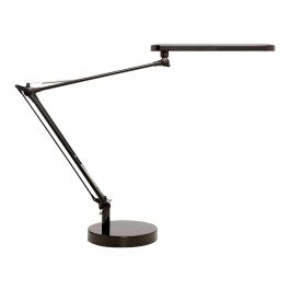 Lampara De Escritorio Unilux Mambo Led 5,6 W Doble Brazo Articulado Abs Y Aluminio Negro Base 19 cm Diametro