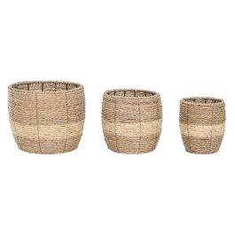 Macetero Urban DKD Home Decor Marron Claro Marron 36 x 31 x 36 cm Set de 3 (4 Unidades)