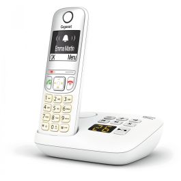 Gigaset AE690A Teléfono inalámbrico DECT/analógico con contestador automático, altavoz, identificador de llamadas y pantalla de 2", blanco