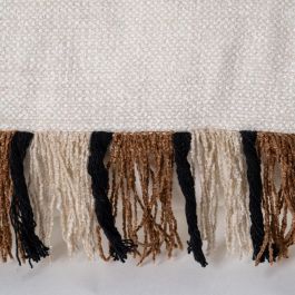 Cojín Blanco-Ocre Algodón/Terciopelo 50 X 50 cm