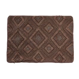 DKD Home Decor Funda de Cojín Marrón 60x40 cm de Poliéster con Patrón de Rombos y Cierre de Cremallera, Lavado en Seco.