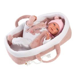 Llorens Muñeca recién nacida llorona Mimi con capazo rosa tacto suave 40 cm cuerpo tela Precio: 53.99504. SKU: B172ARWCN5