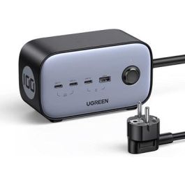 UGREEN DigiNest Cube Regleta 3 Salidas AC 65W, 2 USB-A y 2 USB-C, 1.8m Cable Negro Gris, Carga Rápida 3680W