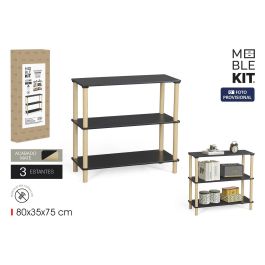 Inde Estantería Madera Rectangular 3 Niveles Negra Precio: 30.50000052. SKU: B18HVHG29M