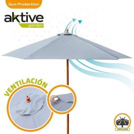 Parasol terraza 300 cm con mástil de madera 4,8 cm color gris Parasol terraza 300 cm con mástil de madera 4,8 cm color gris