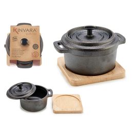 Cazuela Redonda Peq Hierro Base Bambu Kinvara 13X8CM (12 Unidades) Precio: 75.49999974. SKU: B182ZVBBMD