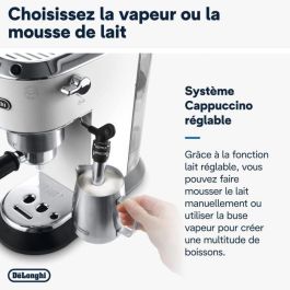 Delonghi EC 685.W Máquina de café espresso Dedica 15 bares, sistema capuchino, para café molido y vainas ESE - Blanco