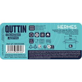 Hermes Cacerola de Acero Inoxidable para Inducción 26 cm (8 L) con Tapa Qt (4 Unidades)