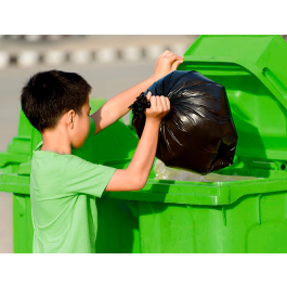 Q-connect Papelera Contenedor Plástico Verde para Envases de Vidrio 100L con Tapa y Ruedas 750x470x370 mm