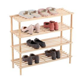 Confortime Zapatero Madera 4 Pisos Natural 74.3 cm Largo x 26.7 cm Ancho x 5.7 cm Alto