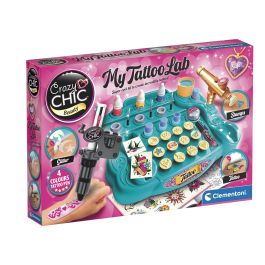 Clementoni 18260 - Mi Laboratorio De Tatuajes para Niñas +6 Años, Kit de Tatuajes Temporales con Bolígrafo y Plantillas