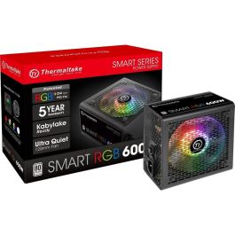 Thermaltake Smart RGB Unidad de Fuente de Alimentación para PC 600W 80 PLUS ATX 20+4 Pin con Ventilador 12cm Activo Negra
