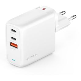 4smarts Cargador GaN Flex 65W, 2 USB-C + 1 USB-A, Carga Rápida Power Delivery Quick Charge, Blanco