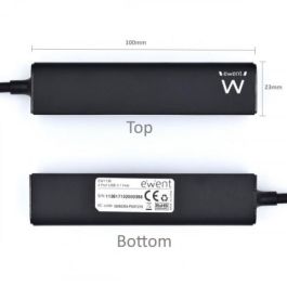 Ewent Hub USB 3.1 Gen1 EW1136 4 Puertos, Compatible con USB 2.0 y 1.1, Negro